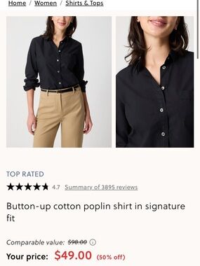 J. Crew Factory Women's Black Button-Down Blouse
